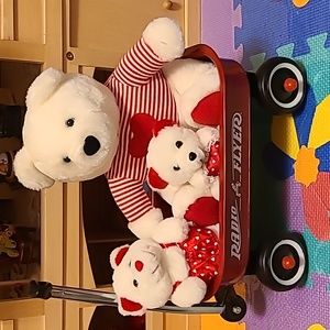 Stuffed Valentine Papa Mama & Baby Bears Set of 3